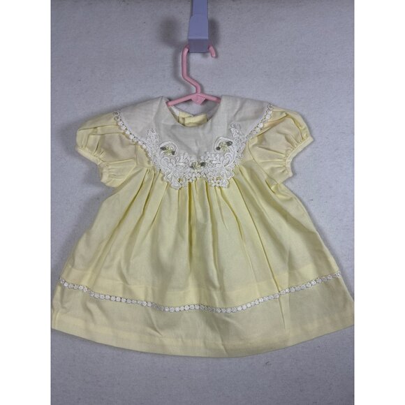 Rare Editions Yellow Baby Dress 12 Months Polyester/Cotton Lace Detail - Picture 1 of 7